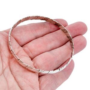 Vintage Taxco Mexico Sterling Silver 925 Textured Bangle Bracelet 8"